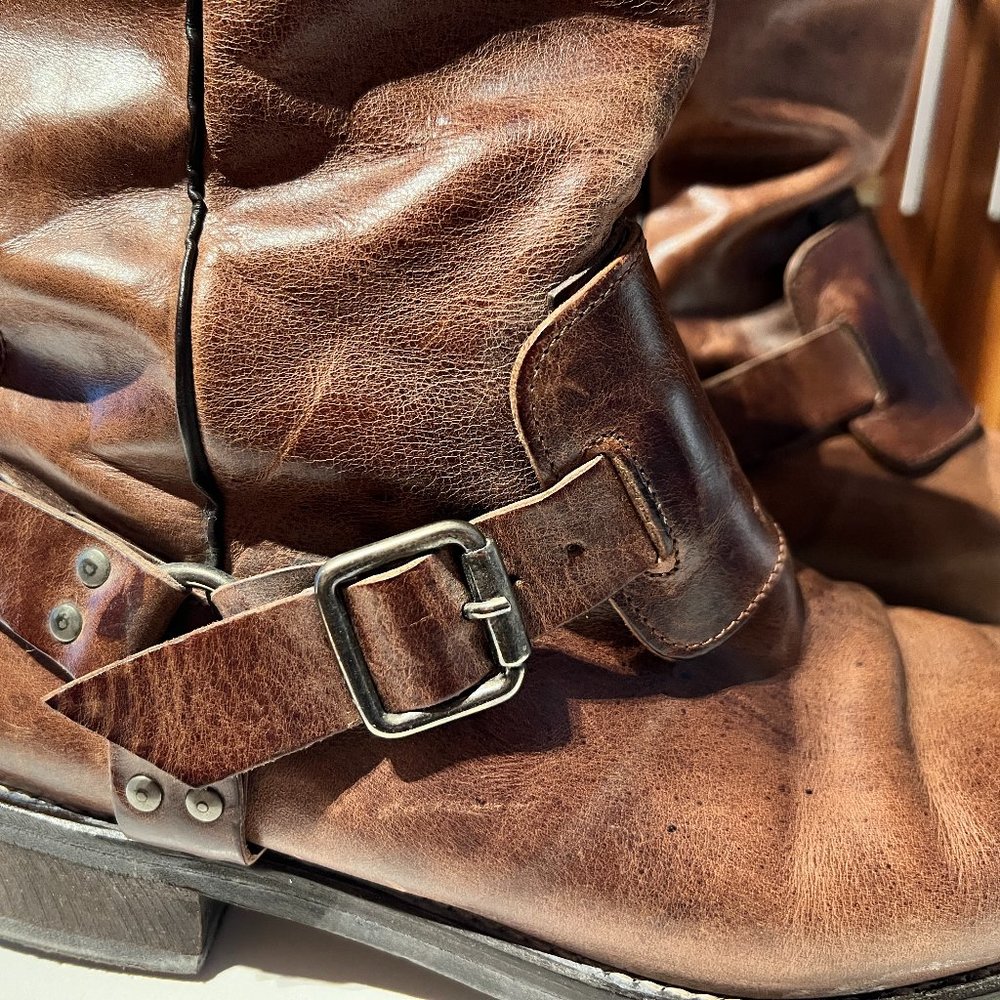 John Varvatos Men's Chestnut Brown Biker Boots - Size 12